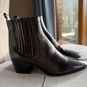 Paige Lyra Pointed Toe Chelsea Elegant Black Ankle Boots